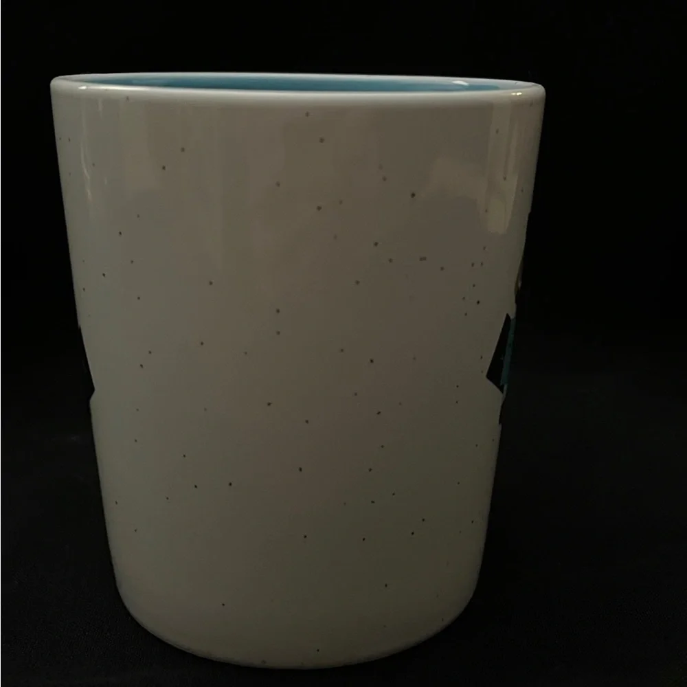 Large Amanda Greenwood Art Turquoise & White Speckled Fashion Designer Mug, NWT - Picture 4 of 4